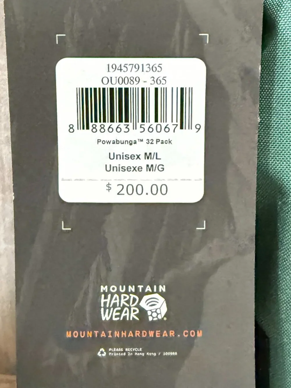 Mountain Hardwear Powabunga 32L Backpack Unisex Outdoor Gorpcore Green NWT